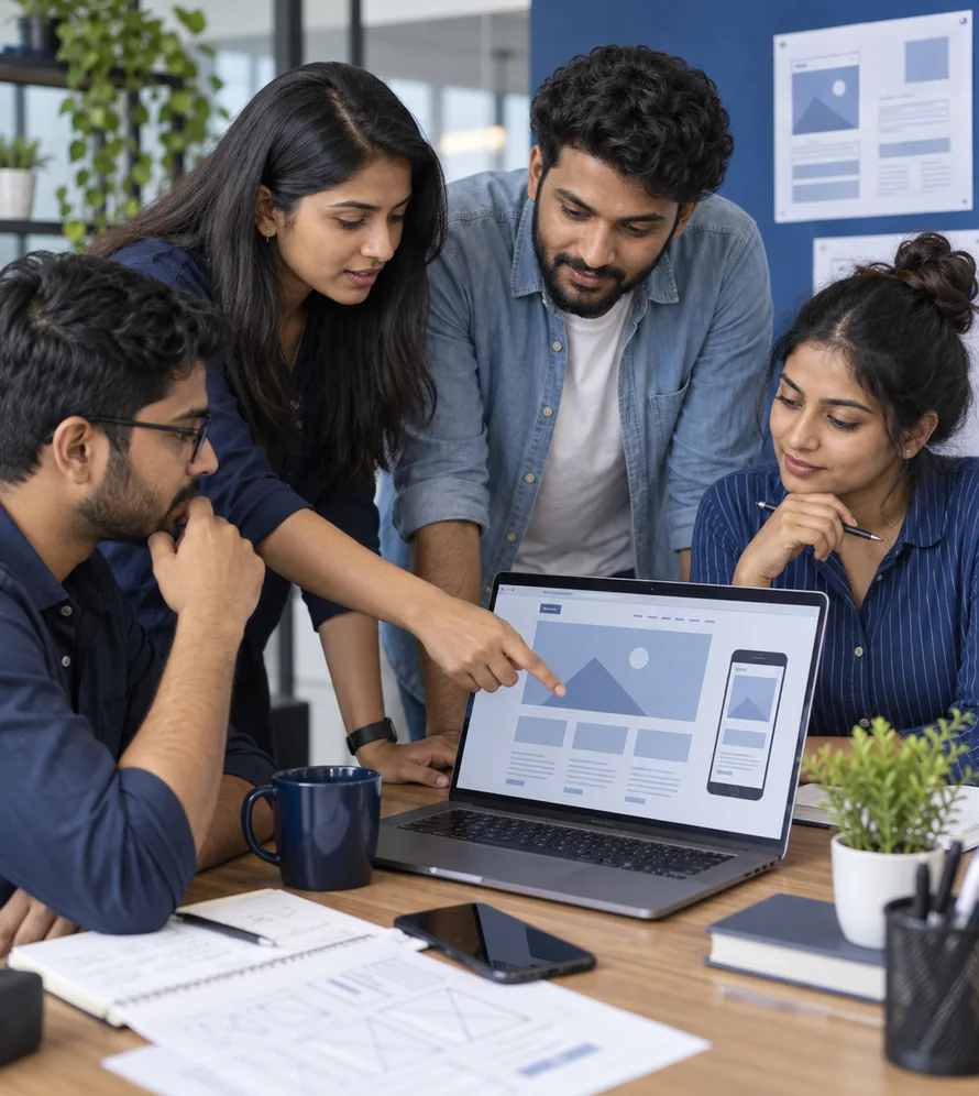Digital agency team collaborating on website strategy