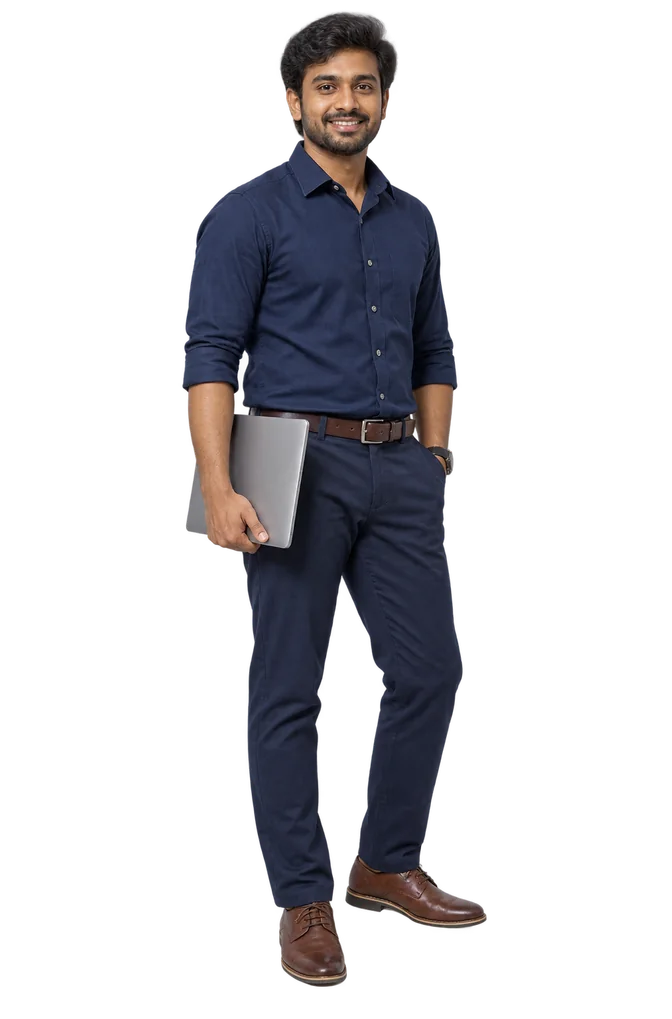 Technology consultant holding a laptop